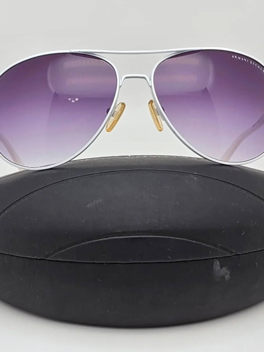 Armani Exchange AX037/S White Frame Grey Gradient Lens Aviator Sunglasses w Case